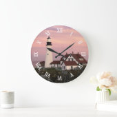 メインライトハウスウォーターカラー絵を描アートスタイル ラージ壁時計 (ホーム)