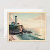 メインライトハウスオンアクリフヴィンテージ ポストカード (正面/裏面)