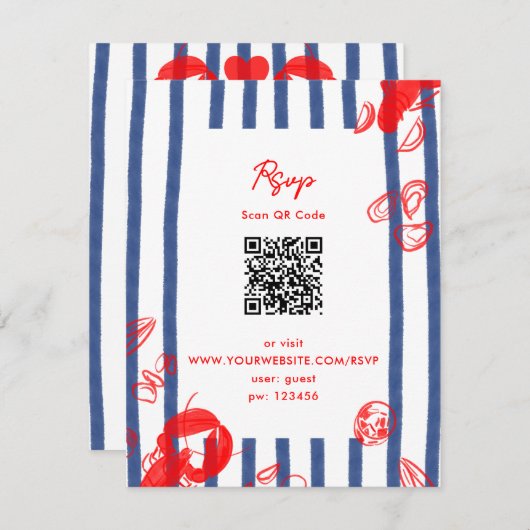 メインロブスターカキスタズクラムズイーストコースト結婚ーズ 招待状 (正面/裏面)