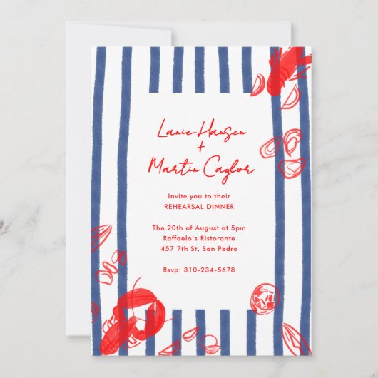 メインロブスターカキスタズクラムリハーサルディナー 招待状 (正面)