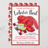メインロブスターディナーシーフードボイルピクニッククランベーク 招待状 (正面/裏面)
