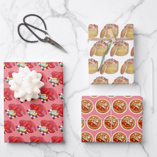 メインロブスターニューバーグビスクシーフードディナーフード ラッピングペーパーシート (正面)