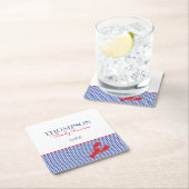 メインロブスターレッド名門私立校風のジンガムブルーホワイトカスタム スクエアペーパーコースター (インサイチュ)