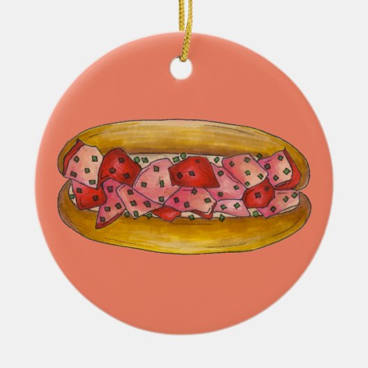 メインロブスター転がサンドイッチシーフードグルメ セラミックオーナメント (正面)