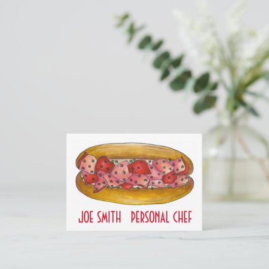 メインロブスター転がシーフードサンドイッチシェフ調理師食品 名刺 (スタンド正面)