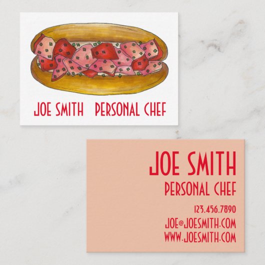 メインロブスター転がシーフードサンドイッチシェフ調理師食品 名刺 (正面/裏面)
