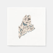 メインヴィンテージ写真マップアンティーク州グラフ スタンダードカクテルナプキン (正面)