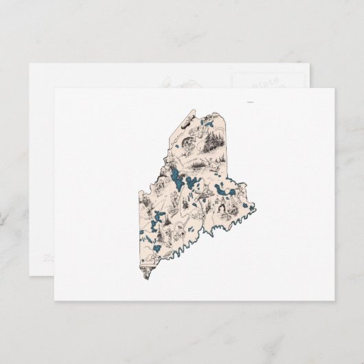 メインヴィンテージ写真マップアンティーク州グラフ ポストカード (正面/裏面)