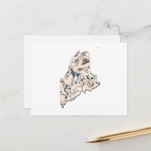 メインヴィンテージ写真マップアンティーク州グラフ ポストカード (正面/裏面インサイチュ)