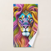メイン付き美しカラフルいライオン バスタオルセット (ハンドタオル)