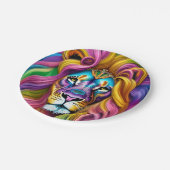 メイン付き美しカラフルいライオン ペーパープレート (アングル)