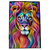 メイン付き美しカラフルいライオン ミディアムペーパーバッグ (正面)