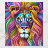 メイン付き美しカラフルいライオン ワインラベル (シングルラベル)