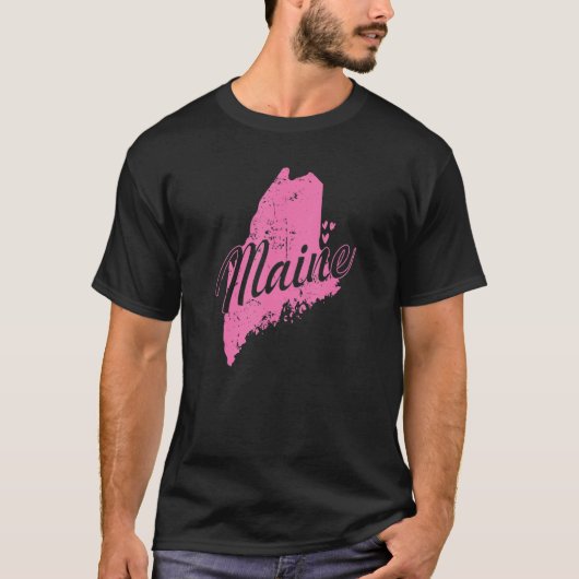 メイン地図アウトラインUSAアメリカ Tシャツ (正面)