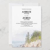 メイン州のアカディア国立公園での結婚式 ライトハウス 招待状 (正面)