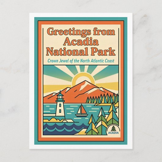 メイン州のアカディア国立公園 レトロスタイル ポストカード (正面)