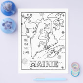 メイン州の図形とファクトの色付けページ チラシ (シングル)