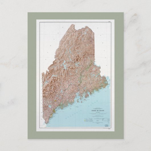 メイン州の地図(1977年) ポストカード (正面)