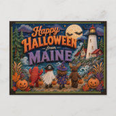 メイン州の子どもたちからのハロウィンの挨拶 ポストカード (正面)