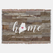 メイン州の家 オーダーメイドの素朴な木の板のようなデザイン スローブランケット (正面)