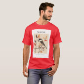 メイン州の州の鳥クロシロハシコメドリ Tシャツ (正面フル)