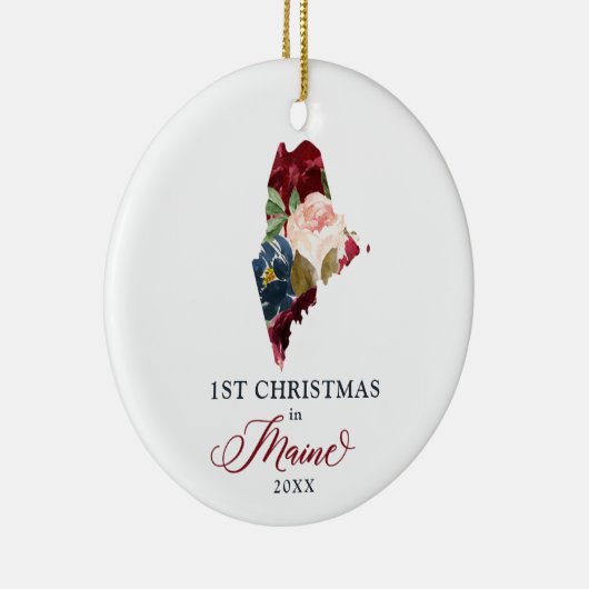 メイン州の最初のクリスマスパーソナライズされた移動州 セラミックオーナメント (右)