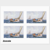 メイン州の沖でブルー・フェッシュをトローリング 長方形シール (シート)