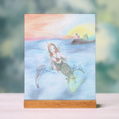 メイン州の沖に住む人魚と友人の小さな娘 アクリルサイン (ニュートラル)