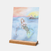 メイン州の沖に住む人魚と友人の小さな娘 アクリルサイン (傾斜)