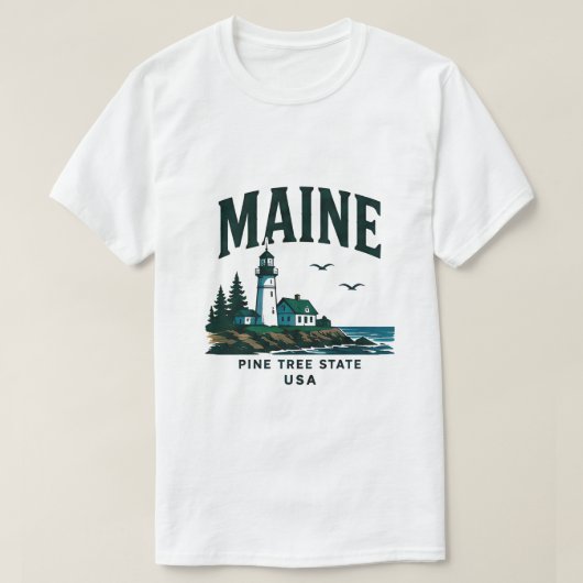 メイン州の灯台の冒険 Tシャツ (デザイン正面)