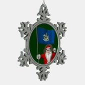 メイン州の看板を持つサンタクロース スノーフレークピューターオーナメント (左)