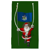 メイン州の紋章を身に着けたサンタクロース スモールペーパーバッグ (正面)