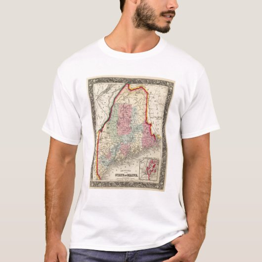 メイン州の郡地図 Tシャツ (正面)