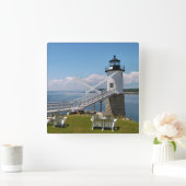 メイン州アイルオハウのロビンソンポイントライトハウス スクエア壁時計 (ホーム)