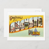 メイン州アウグスタからのヴィンテージの挨拶 ポストカード (正面/裏面)