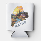 メイン州アウトラインキャビンムース 缶クーラー (正面)