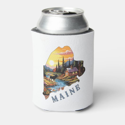 メイン州アウトラインキャビンムース 缶クーラー (缶裏面)