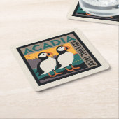 メイン州アカディア国立公園 |パフィン スクエアペーパーコースター (アングル)