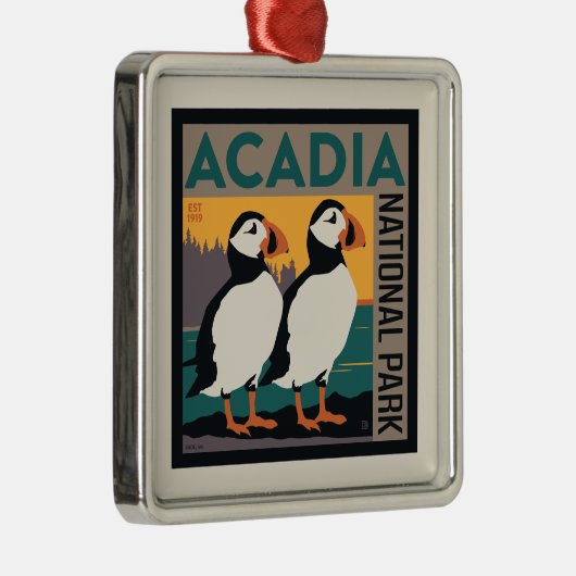メイン州アカディア国立公園 |パフィン メタルオーナメント (右)