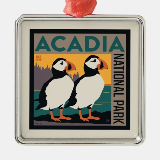 メイン州アカディア国立公園 |パフィン メタルオーナメント (正面)