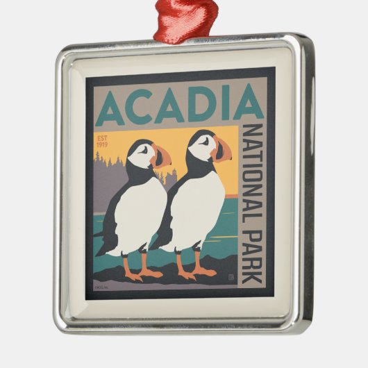 メイン州アカディア国立公園 |パフィン メタルオーナメント (左)