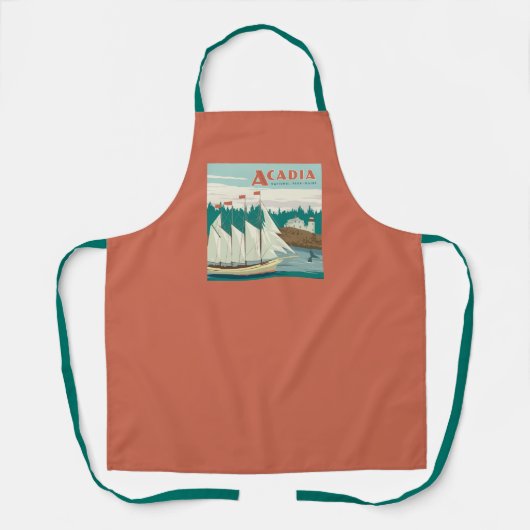 メイン州アカディア国立公園 |帆船とクジラ エプロン (正面)