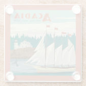 メイン州アカディア国立公園 |帆船とクジラ ガラスコースター (裏面)