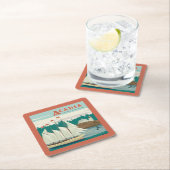 メイン州アカディア国立公園 |帆船とクジラ スクエアペーパーコースター (インサイチュ)