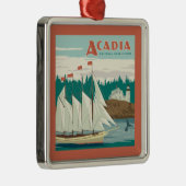 メイン州アカディア国立公園 |帆船とクジラ メタルオーナメント (右)