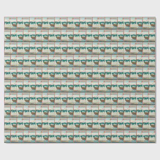 メイン州アカディア国立公園 |帆船とクジラ ラッピングペーパー (フラット)