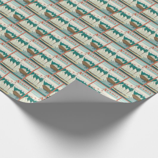 メイン州アカディア国立公園 |帆船とクジラ ラッピングペーパー (角)