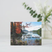 メイン州アカディア湖の風景写真 誕生日 ポストカード (スタンド正面)