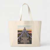 メイン州アローシック島ダブリングポイントライトハウス ラージトートバッグ (正面)