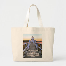 メイン州アローシック島ダブリングポイントライトハウス ラージトートバッグ